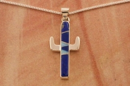 Calvin Begay Genuine Blue Lapis Sterling Silver Cactus Pendant
